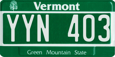 VT license plate YYN403
