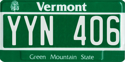 VT license plate YYN406