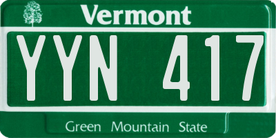 VT license plate YYN417