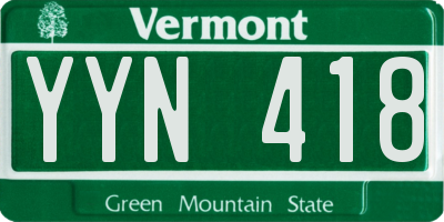 VT license plate YYN418