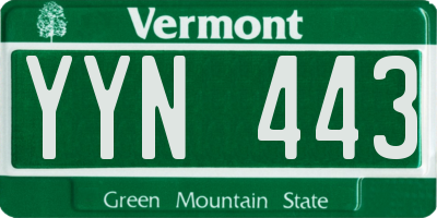 VT license plate YYN443