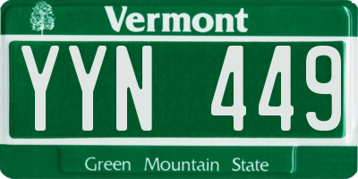 VT license plate YYN449
