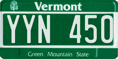 VT license plate YYN450