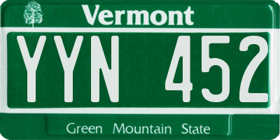 VT license plate YYN452