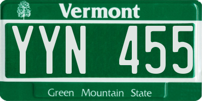 VT license plate YYN455