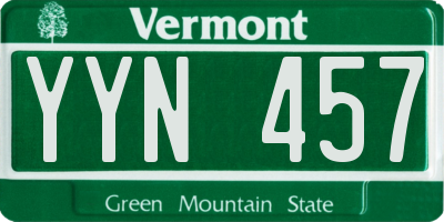 VT license plate YYN457