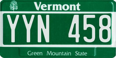 VT license plate YYN458