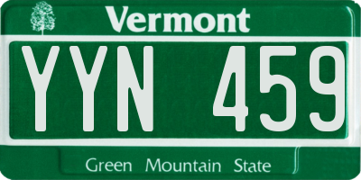 VT license plate YYN459