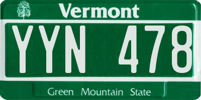 VT license plate YYN478