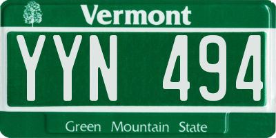 VT license plate YYN494