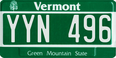 VT license plate YYN496