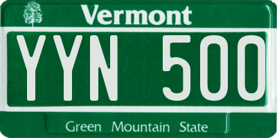 VT license plate YYN500