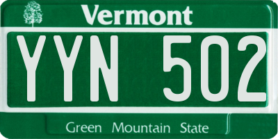 VT license plate YYN502