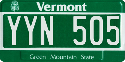 VT license plate YYN505