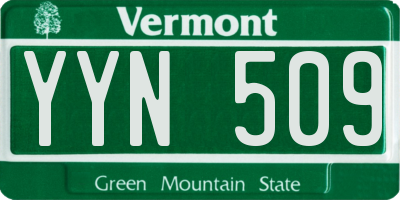 VT license plate YYN509