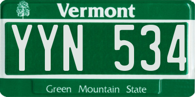 VT license plate YYN534