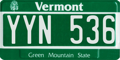 VT license plate YYN536