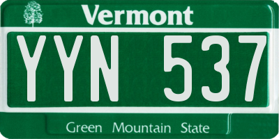 VT license plate YYN537