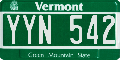 VT license plate YYN542