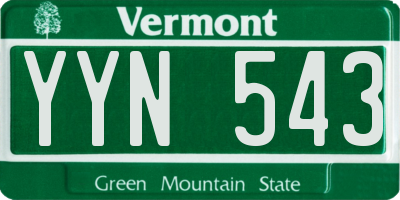 VT license plate YYN543