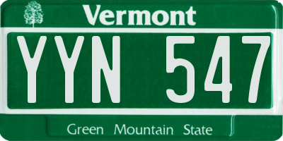 VT license plate YYN547