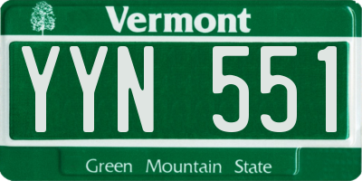 VT license plate YYN551