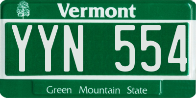VT license plate YYN554