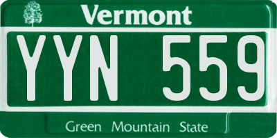 VT license plate YYN559