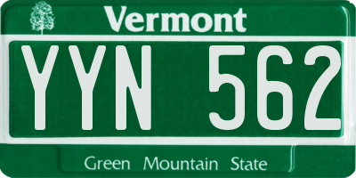 VT license plate YYN562