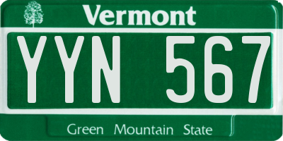 VT license plate YYN567
