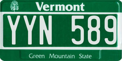VT license plate YYN589