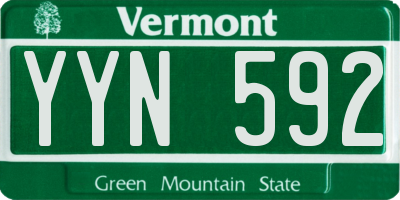 VT license plate YYN592