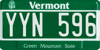 VT license plate YYN596