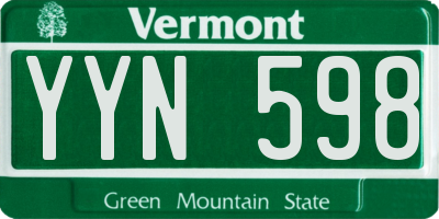 VT license plate YYN598