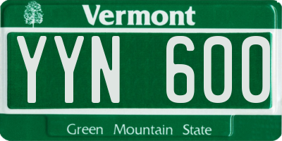 VT license plate YYN600