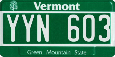 VT license plate YYN603