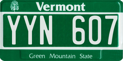 VT license plate YYN607