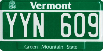 VT license plate YYN609