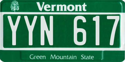 VT license plate YYN617