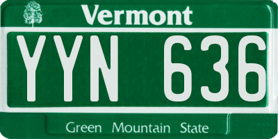 VT license plate YYN636