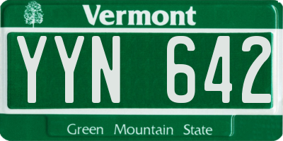 VT license plate YYN642