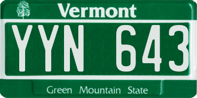VT license plate YYN643
