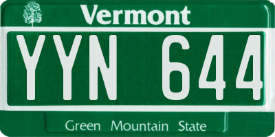 VT license plate YYN644