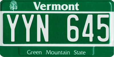 VT license plate YYN645