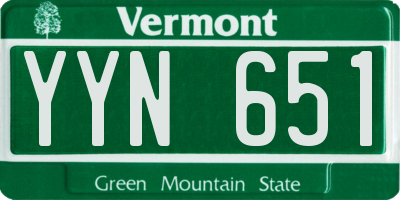 VT license plate YYN651