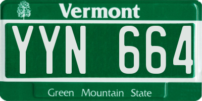 VT license plate YYN664