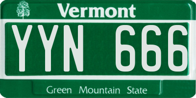 VT license plate YYN666
