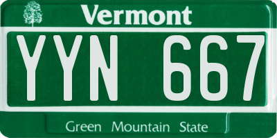 VT license plate YYN667