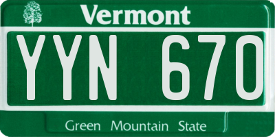 VT license plate YYN670