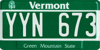 VT license plate YYN673